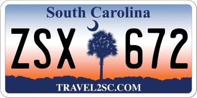 SC license plate ZSX672