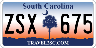 SC license plate ZSX675