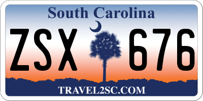 SC license plate ZSX676