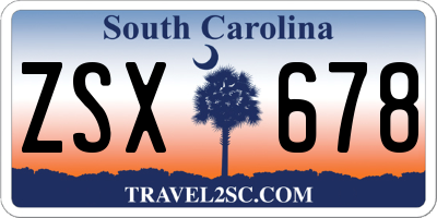 SC license plate ZSX678