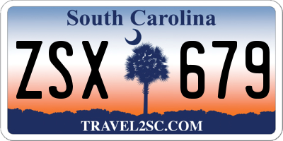 SC license plate ZSX679