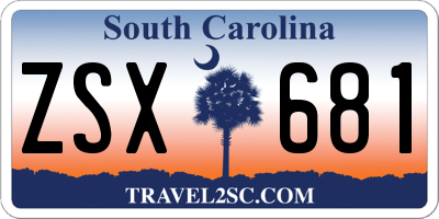 SC license plate ZSX681