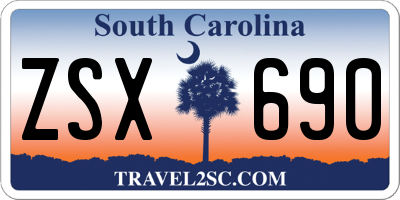 SC license plate ZSX690