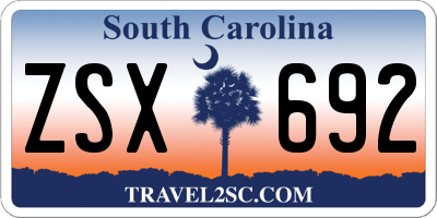 SC license plate ZSX692