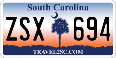 SC license plate ZSX694