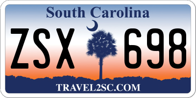 SC license plate ZSX698