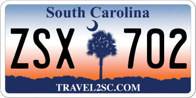 SC license plate ZSX702