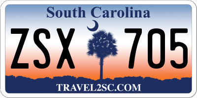 SC license plate ZSX705