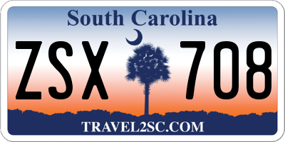 SC license plate ZSX708