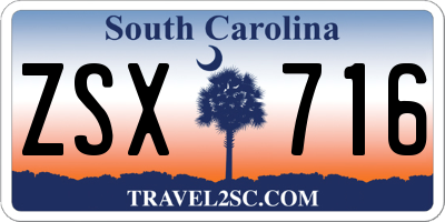 SC license plate ZSX716