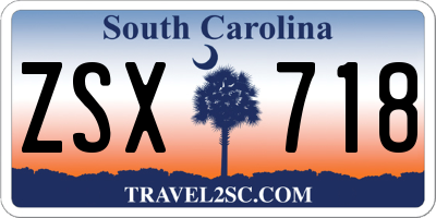 SC license plate ZSX718