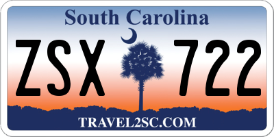 SC license plate ZSX722
