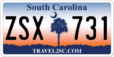 SC license plate ZSX731