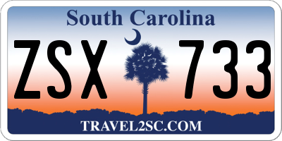 SC license plate ZSX733