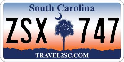 SC license plate ZSX747