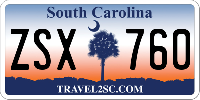 SC license plate ZSX760