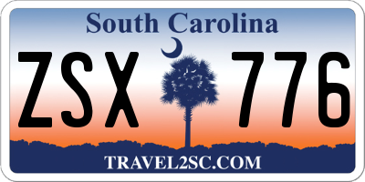 SC license plate ZSX776