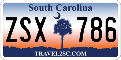 SC license plate ZSX786