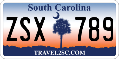 SC license plate ZSX789