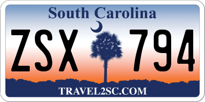 SC license plate ZSX794
