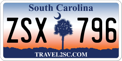 SC license plate ZSX796