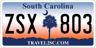 SC license plate ZSX803