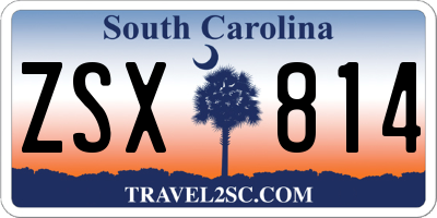 SC license plate ZSX814