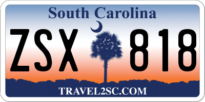 SC license plate ZSX818