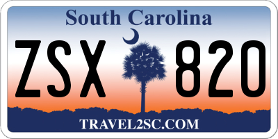 SC license plate ZSX820