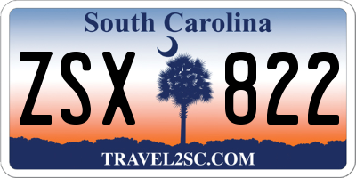 SC license plate ZSX822