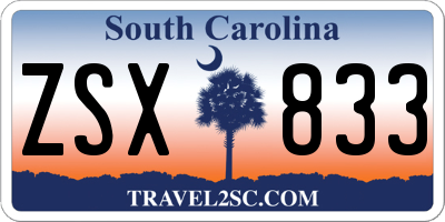 SC license plate ZSX833