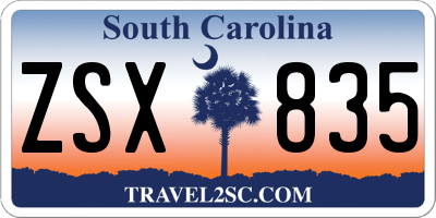 SC license plate ZSX835
