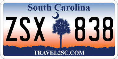 SC license plate ZSX838