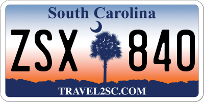 SC license plate ZSX840