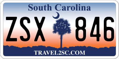 SC license plate ZSX846