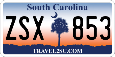 SC license plate ZSX853