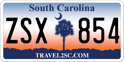 SC license plate ZSX854