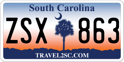 SC license plate ZSX863