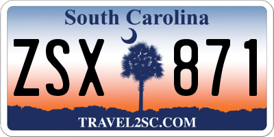 SC license plate ZSX871