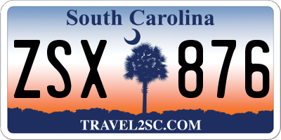 SC license plate ZSX876