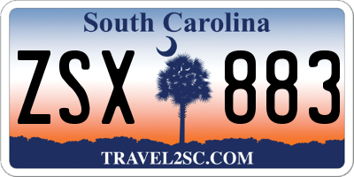 SC license plate ZSX883