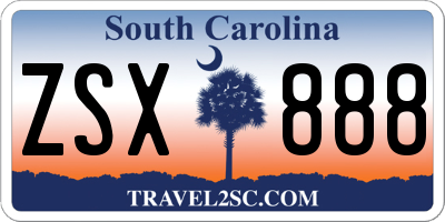 SC license plate ZSX888