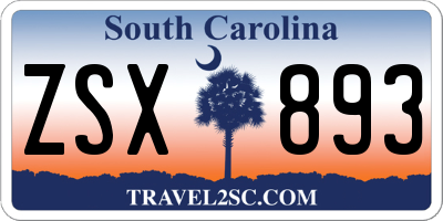 SC license plate ZSX893