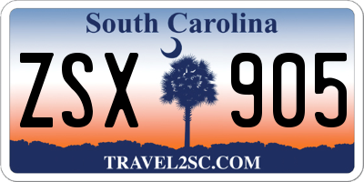 SC license plate ZSX905
