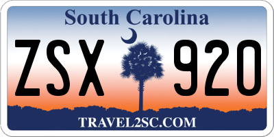 SC license plate ZSX920