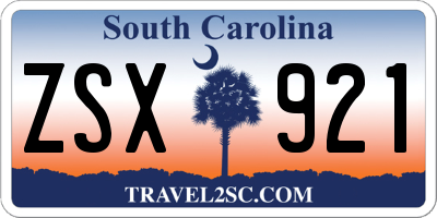 SC license plate ZSX921