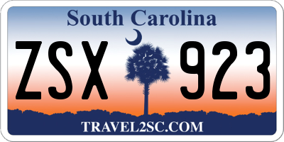 SC license plate ZSX923
