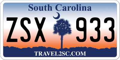 SC license plate ZSX933