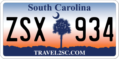 SC license plate ZSX934