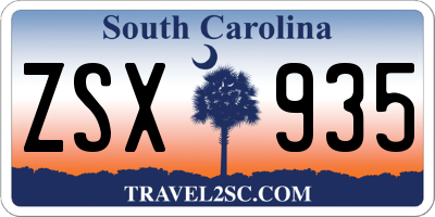 SC license plate ZSX935